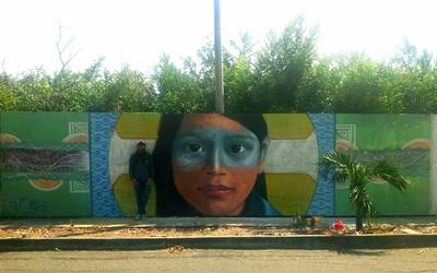 Intervención pintura mural en homenaje a los niños de la comunidad U´wa en la ciudad de Cúcuta/ Colombia.